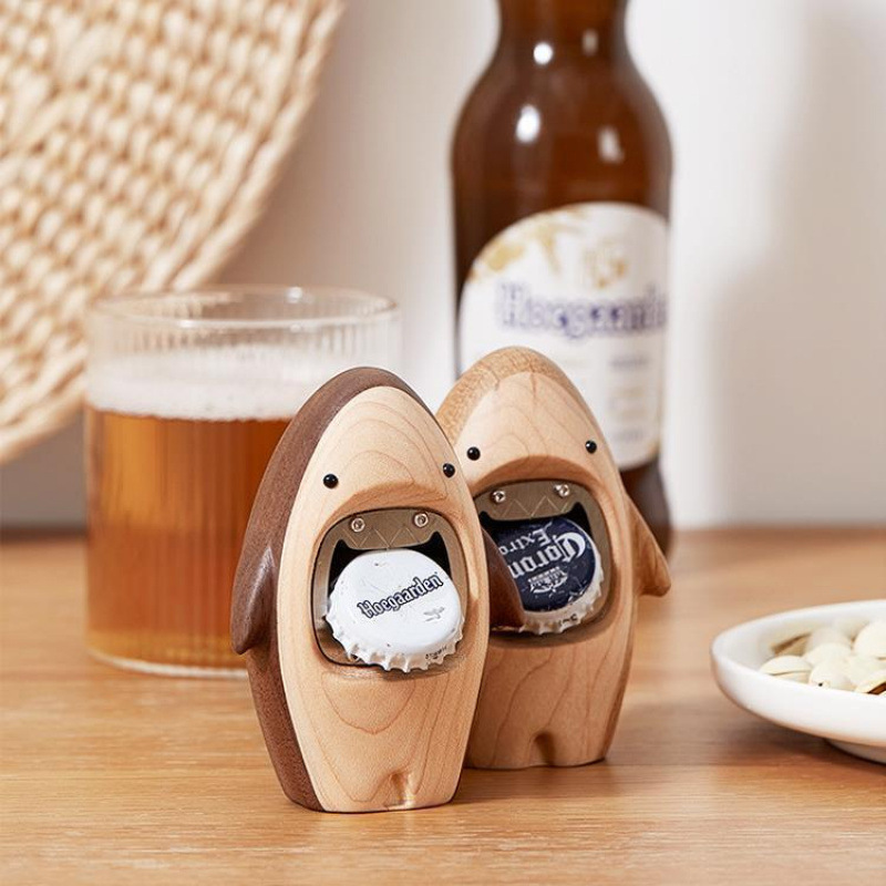 Kitchen Gadgets For Gifts - Creative Wooden Shark Bottle Opener Cute