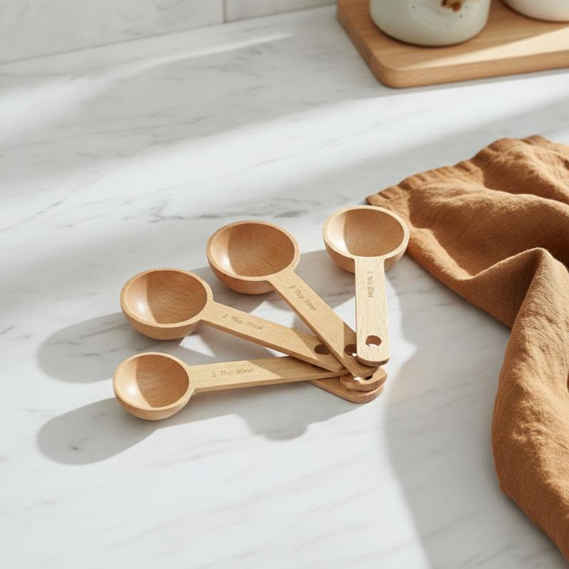 Kitchen Gadgets For Gifts - Wooden Measuring Spoon 7.5-45ML Portable Beech