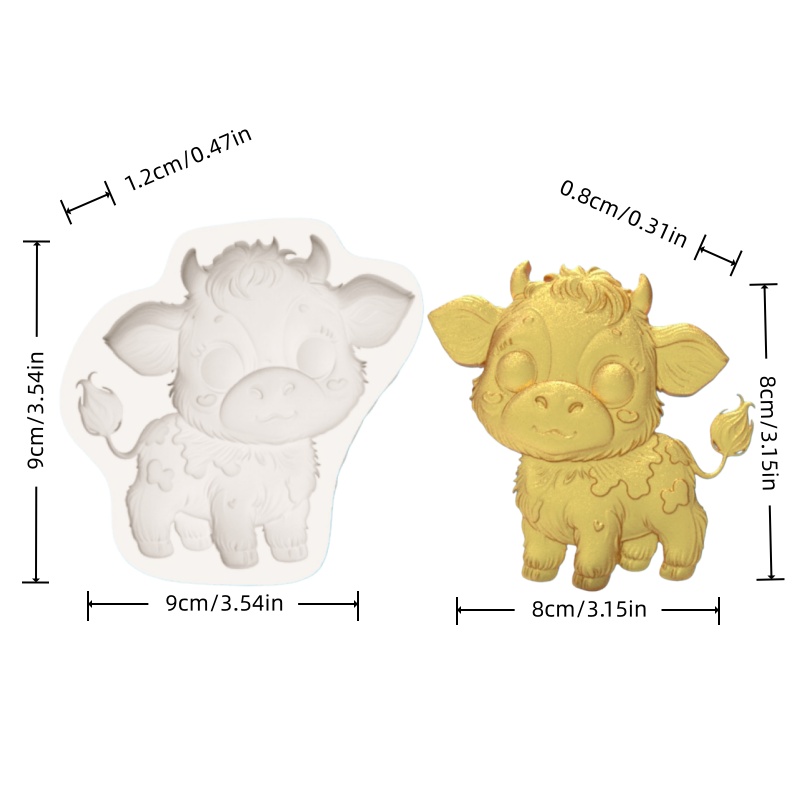 Cute Cow-Shaped Mold Cartoon C - Silicone Mold Baking recension och pris